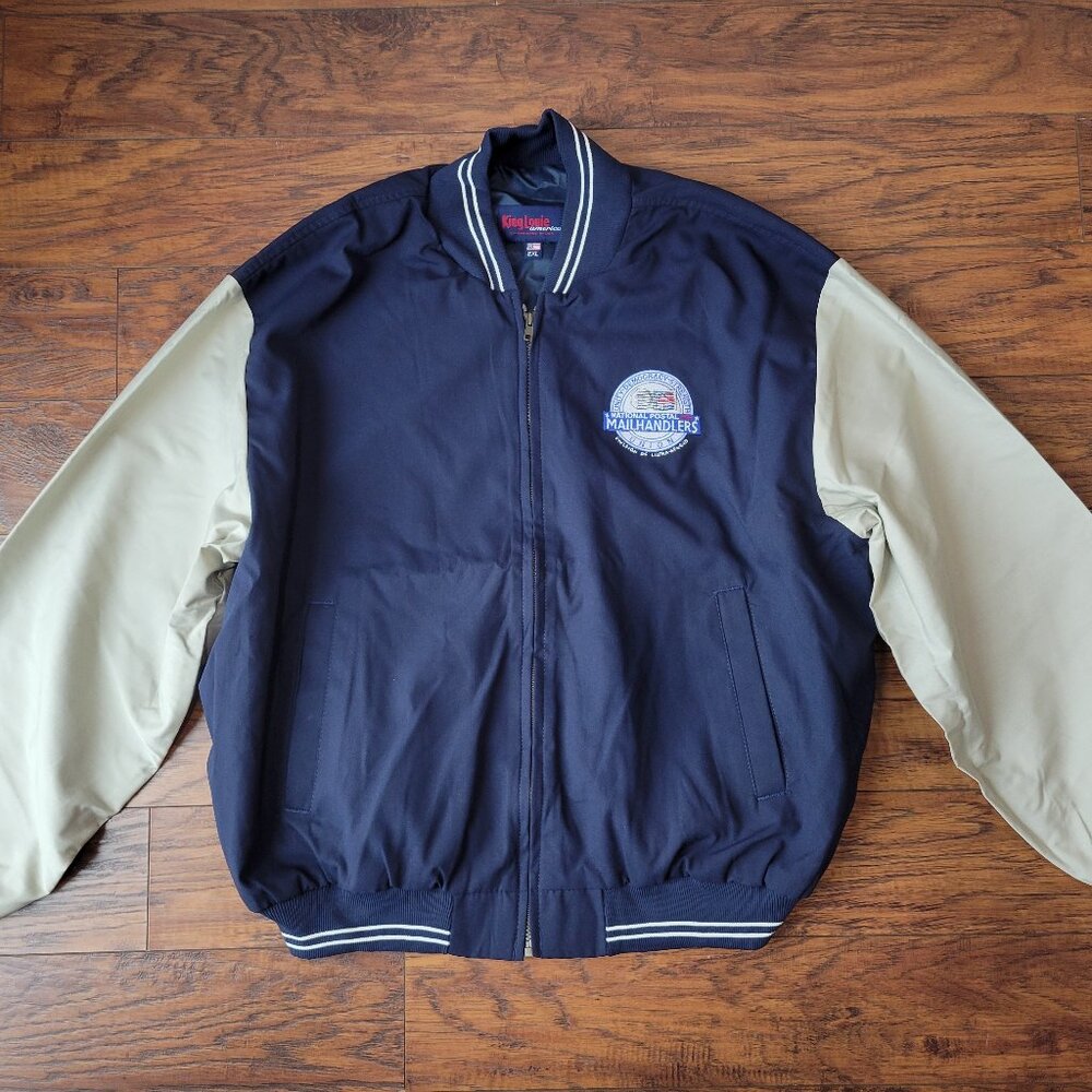 USPS National Postal Mail Handlers Union NPMHU Blue Tan Bomber Jacket sz XXL 2X